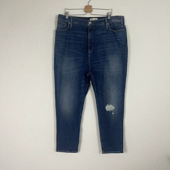 Madewell The Mom Jean Plus Size 37 High Waist Mom Jeans Medium Wash Distressed - Picture 1 of 12